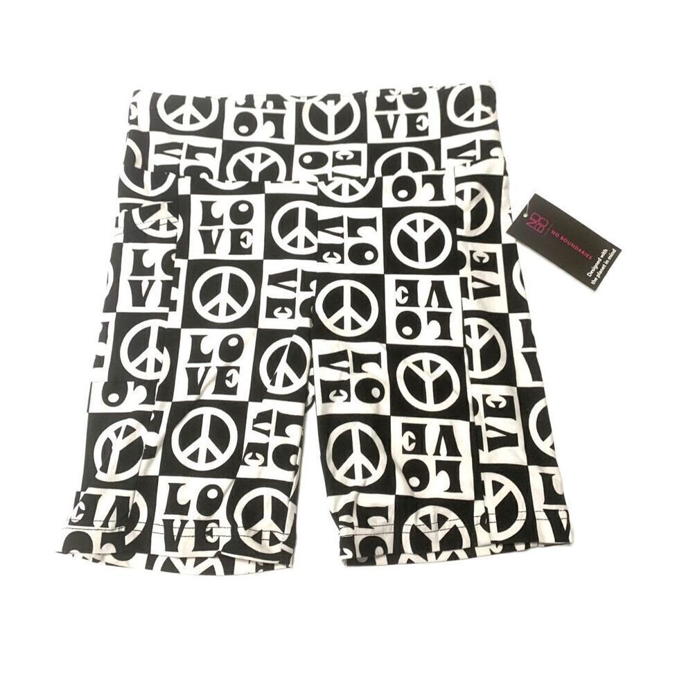 Peace Sign Patterned Biker Shorts